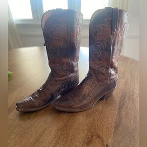 1883 Lucchese Brown Exotic Python Snakeskin Boots 8 1/2 D